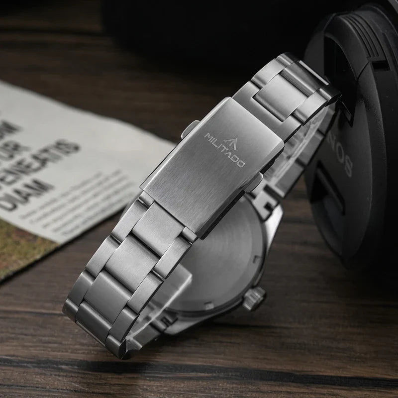 Militado ML08 Military Watch VH31 Quartz Movement Double Sapphire Crystal C3 BGW9 Luminous 10Bar Waterproof 38mm Vintage Watch