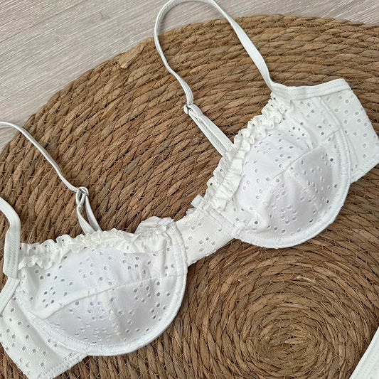 2024 Sexy Bikinis Floral Swimsuit Women Swimwear Push Up Beachwear Solid Bathing Suit Brazilian Bikini Set biquini Female