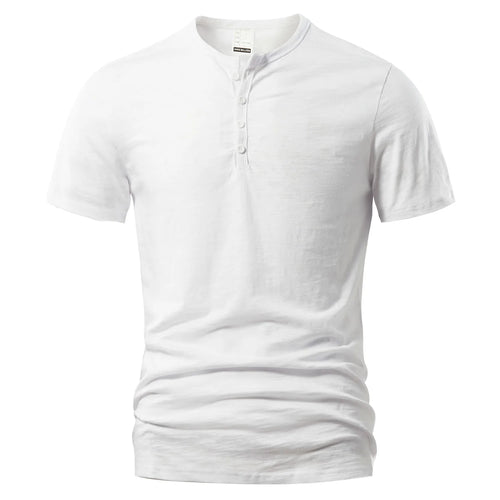T Shirt Men Casual High Quality Summer Short Sleeve Henry neck Mens T