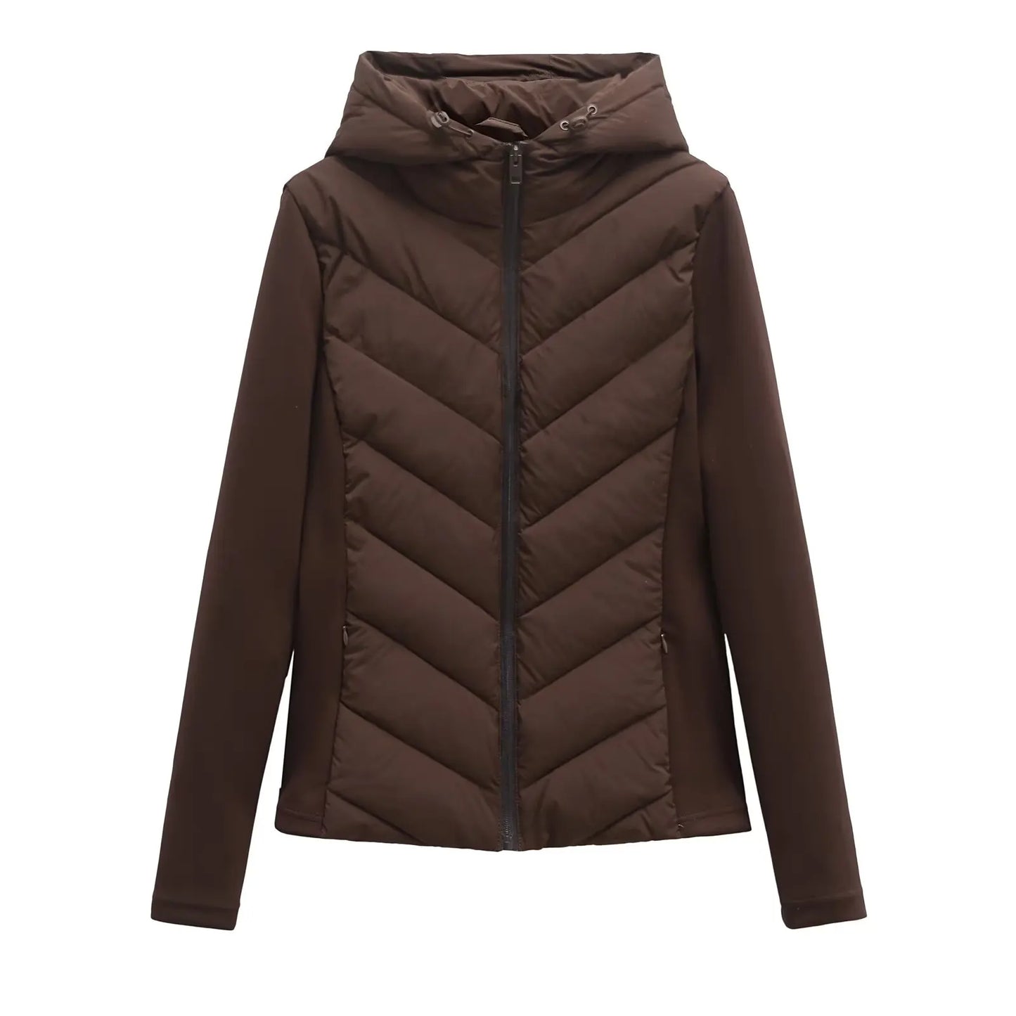 autumn and winter new women's hooded air cotton long-sleeved slim stitching light quilted down cotton jacket for women