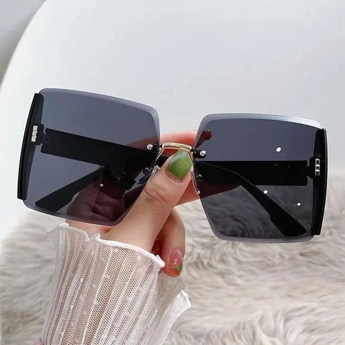 Korean Style Classic Black Big Square Shades Sunglasses for Women Men