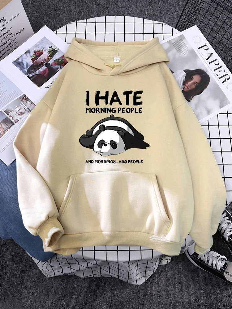 Pullover For Woman Fashion Korean Round Neck Hoodie Female Panda Sleeps Print New  Women'S Sweatshirt Warm