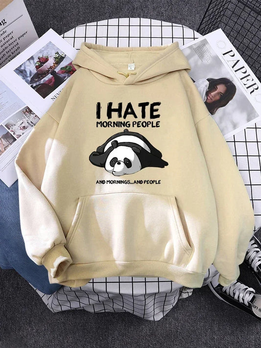 Pullover For Woman Fashion Korean Round Neck Hoodie Female Panda Sleeps Print New  Women'S Sweatshirt Warm