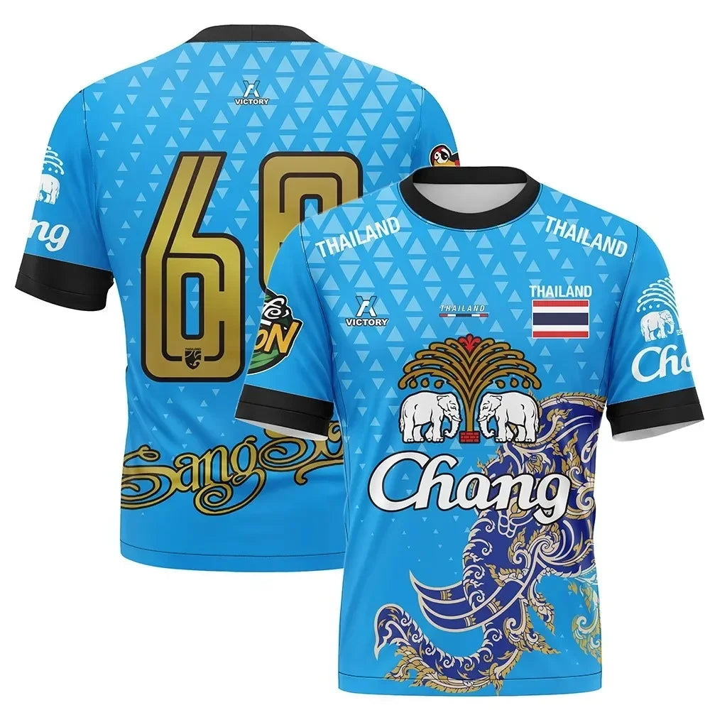 Thai Men and Women Elephant 3D Printed Round Neck Short Sleeve Summer