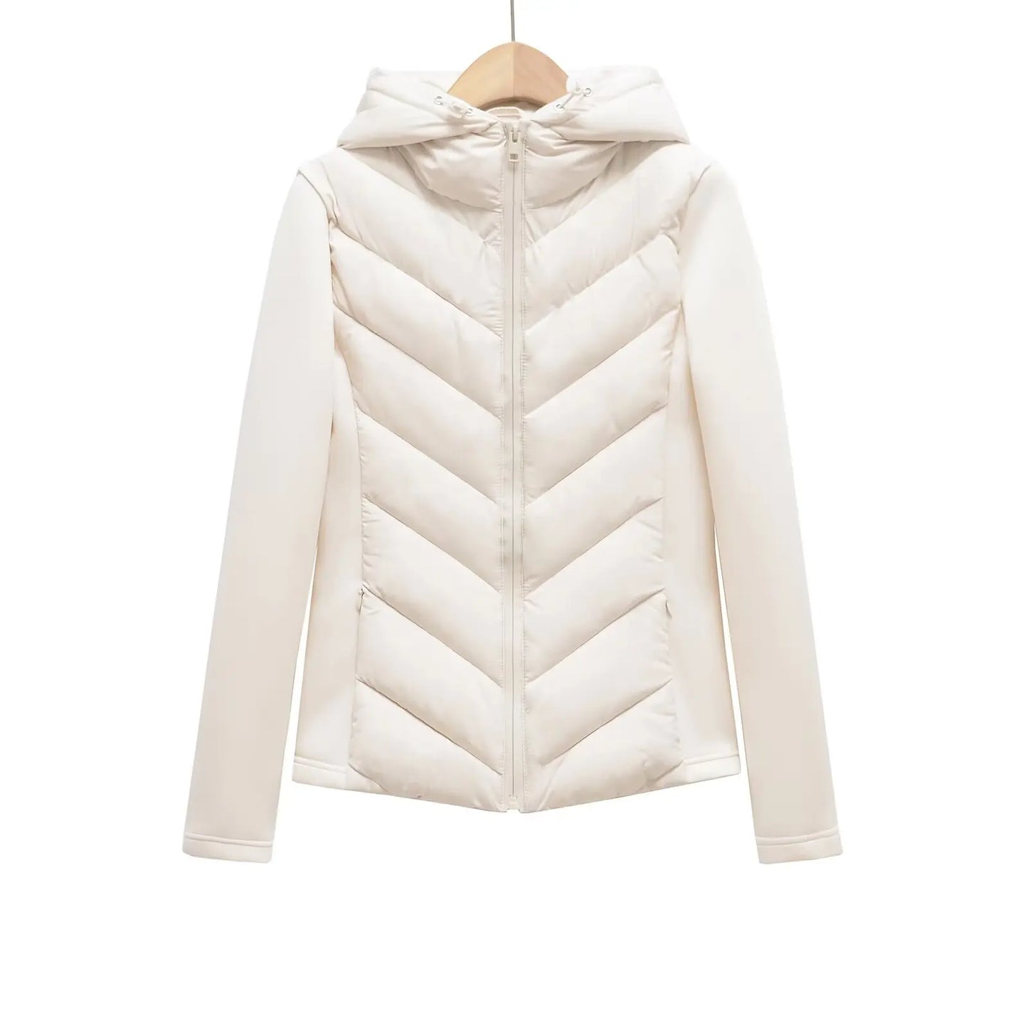 autumn and winter new women's hooded air cotton long-sleeved slim stitching light quilted down cotton jacket for women