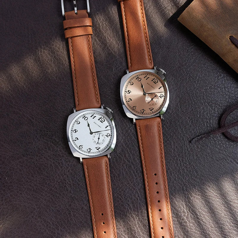 Baltany Luxury 1921 Watch Homage Men S4046 Classic Salmon Dial Sapphire Square Case Vintage Automatic Mechanical Wristwatch