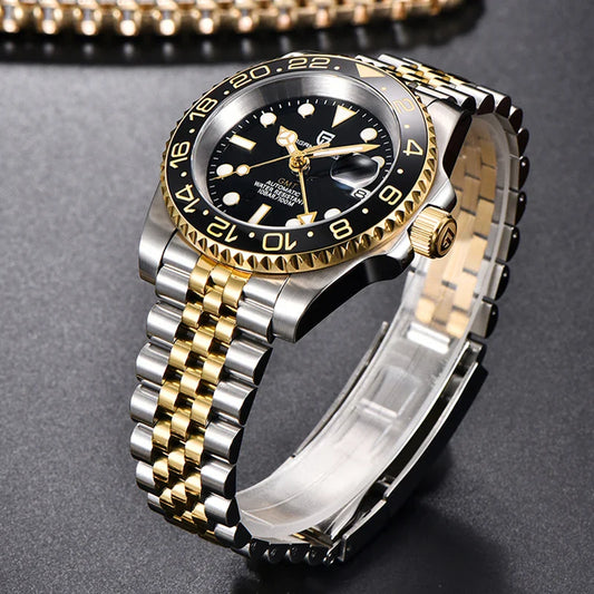New PAGANI DESIGN Top Brand GMT Mens Wristwatch Sapphire Glass Automatic Men's Watch 100M Waterproof 40mm Men Mechanical Watches