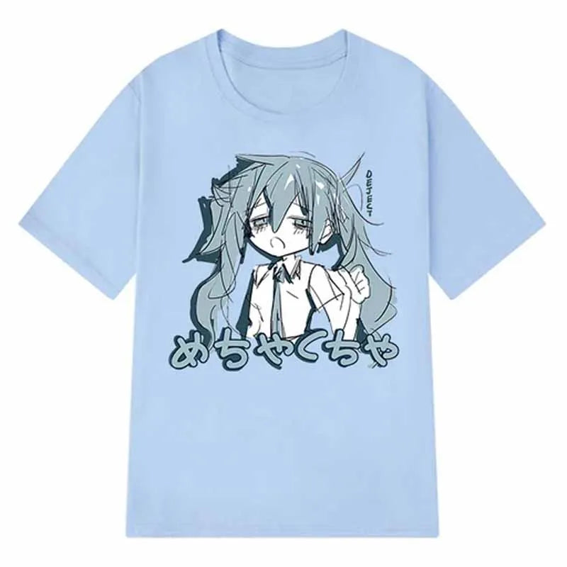 Japanese Y2K Anime Women T-shirt Cotton Loose Streetwear Casual Tees