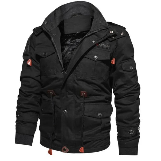 Autumn Winter Vintage Button Pocket Stitching Drawstring Jacket New