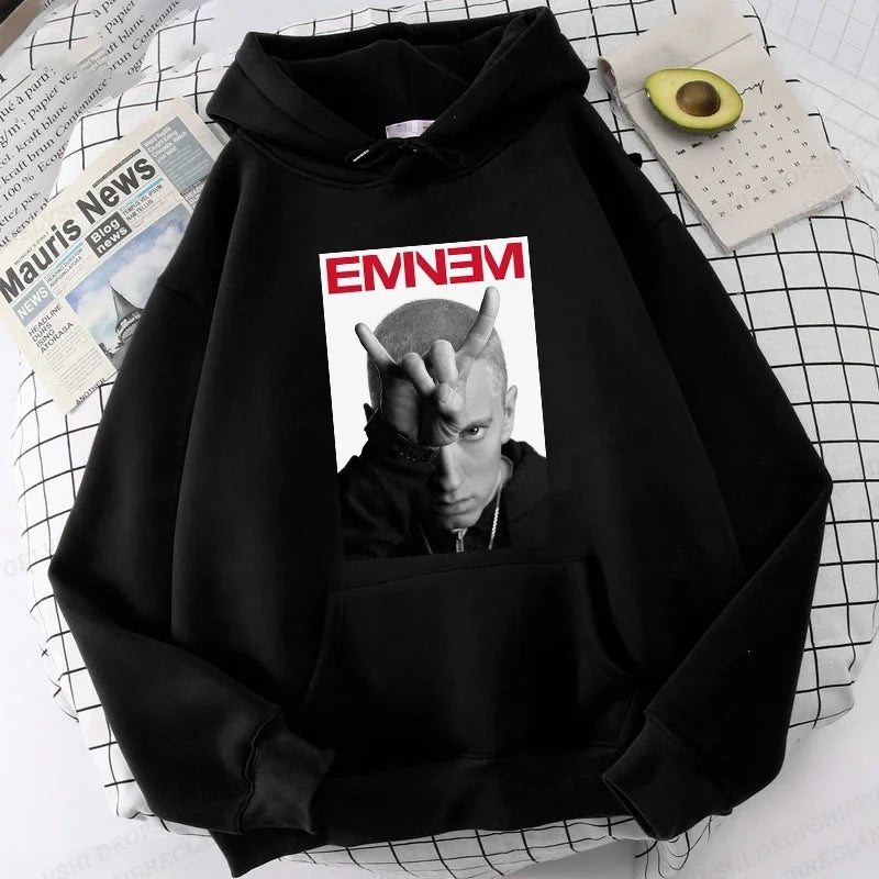 Eminem Print Hoodie Men Women Fashion Hip Hop Hoodies Women Sweats Rapper Sweats Clothing Rock Fashion Harajuku Sweatshirts
