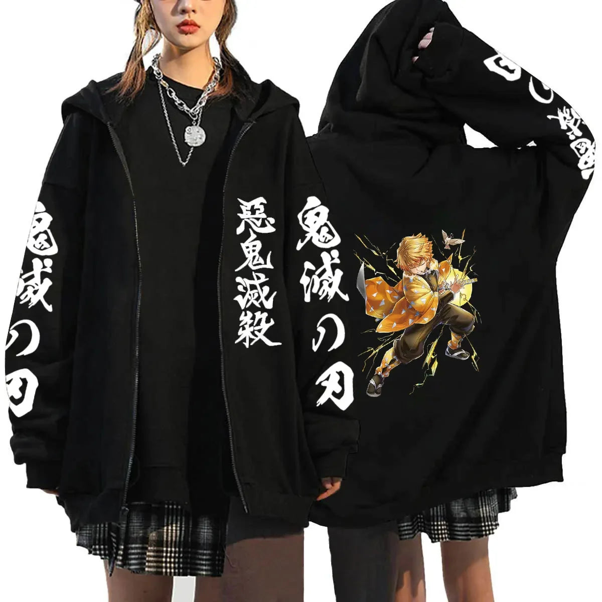 Demon Slayer Zipper Hoodie Roupas Masculinas Women Men Anime Oversized Hoodies Coat Top Femme Full Zip Sweatshirts Jackets