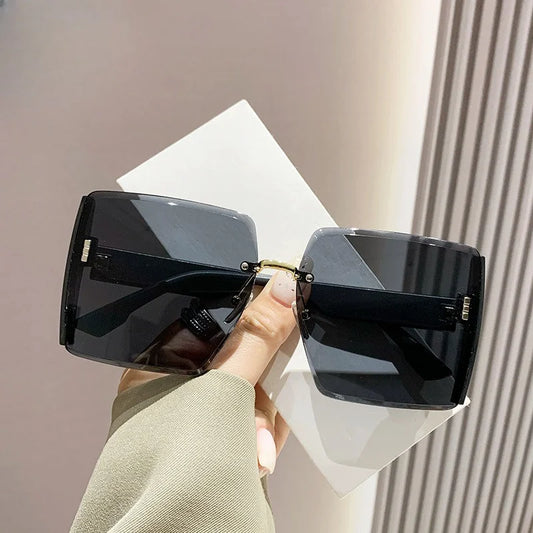 Women Fashion Rimless Beach Gradient Sunglass Original Lady Retro