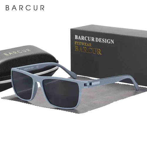 BARCUR Design TR90 Sunglasses Men Polarized Light Weight Sports Sun