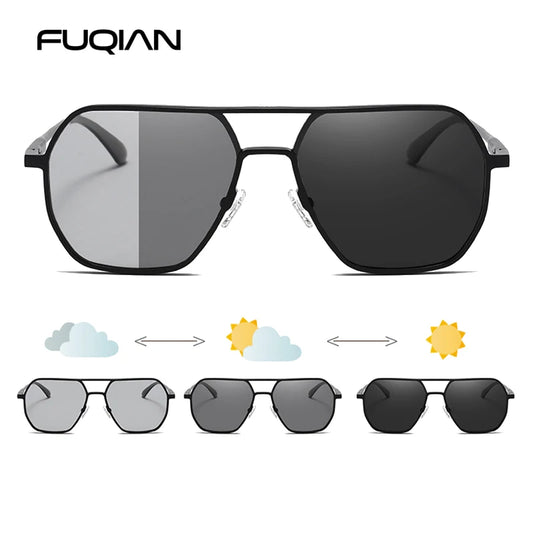 Luxury Metal Photochromic Sunglasses Men Women Fashion Polarized Sun