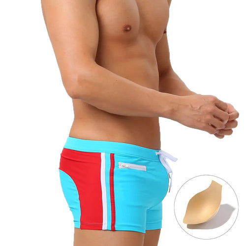 Sexy Swimsuit Beach Quick Drying Trunks Men Swimwear with Zipper