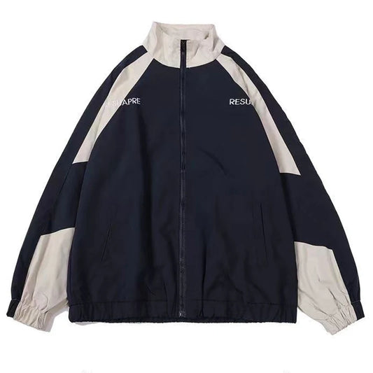 Hip Hop Varsity Jacket Men High Street Patchwork Color Black
