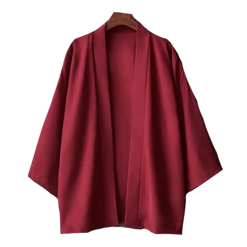 Kimono Men Cloak Kimono Para Hombre Black Coat White Cloak Beach Shirt