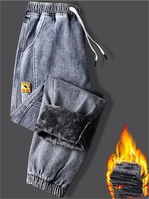 New Men's jeans Winter Fleece Jeans Thick Warm Denim Pants Men