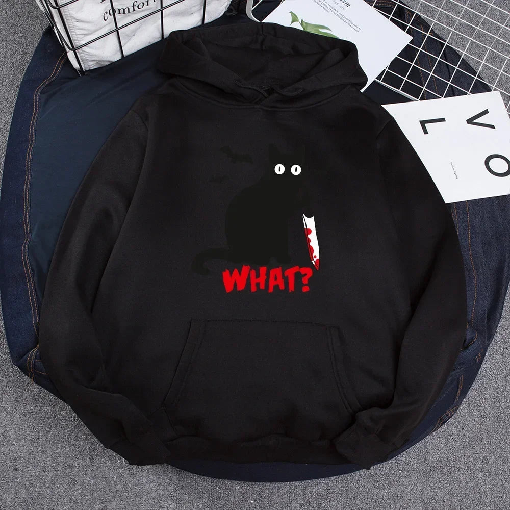 Female Autumn Winter Plus Size weatshirt Cartoon Cat Hoodies Woman Fleece Funny Pullover goth