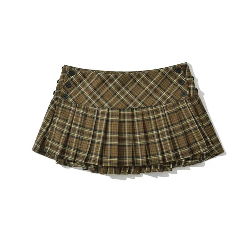 Summer Mini skirts for woman vintage korean fashion plaid skirts for