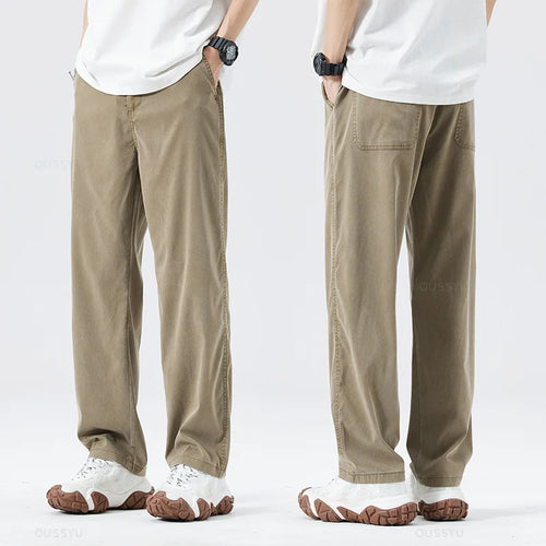 Summer Thin Soft Lyocell Fabric Jeans Men Loose Straight Wide Leg
