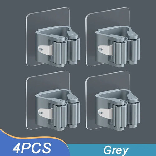 4PCS Wall Mounted Mop Organizer Holder Wall-Mounted Waterproof Mop