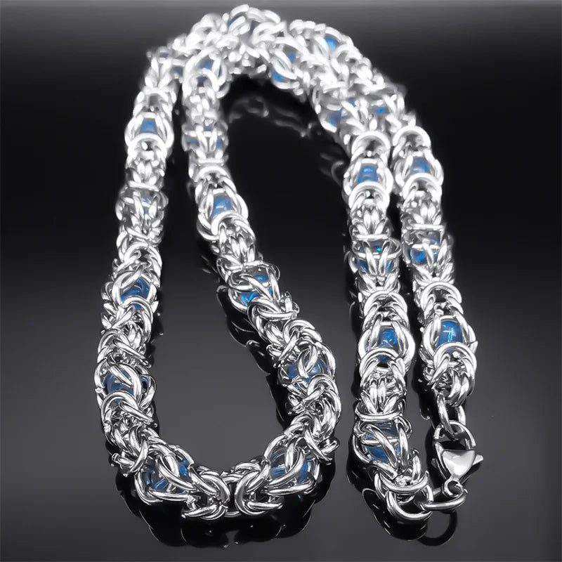 Trendy Byzantine Link Chain for Men Boys Stainless Steel Silver Color Think Necklace Biker Male Party Gift Jewelry collar hombre