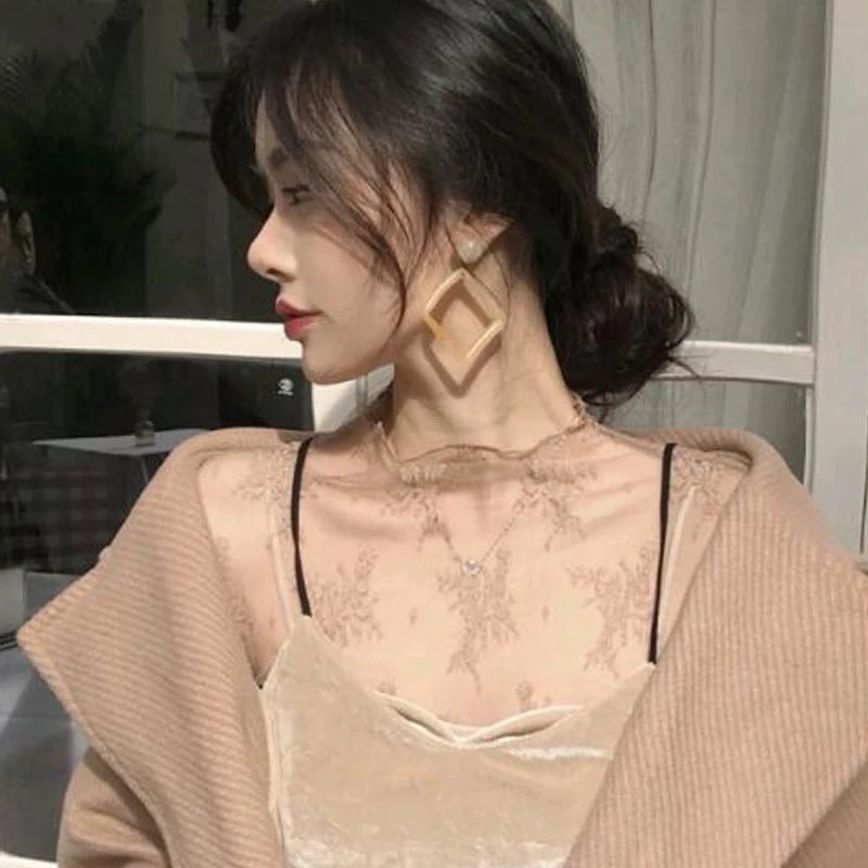 Sexy Women Mesh T-Shirts Transparent Lace Blouse Long Sleeve See