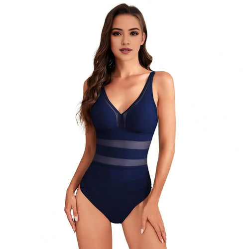Women Sexy Monokini Deep V-neck Sleeveless One-Piece Swimsuit Hollow