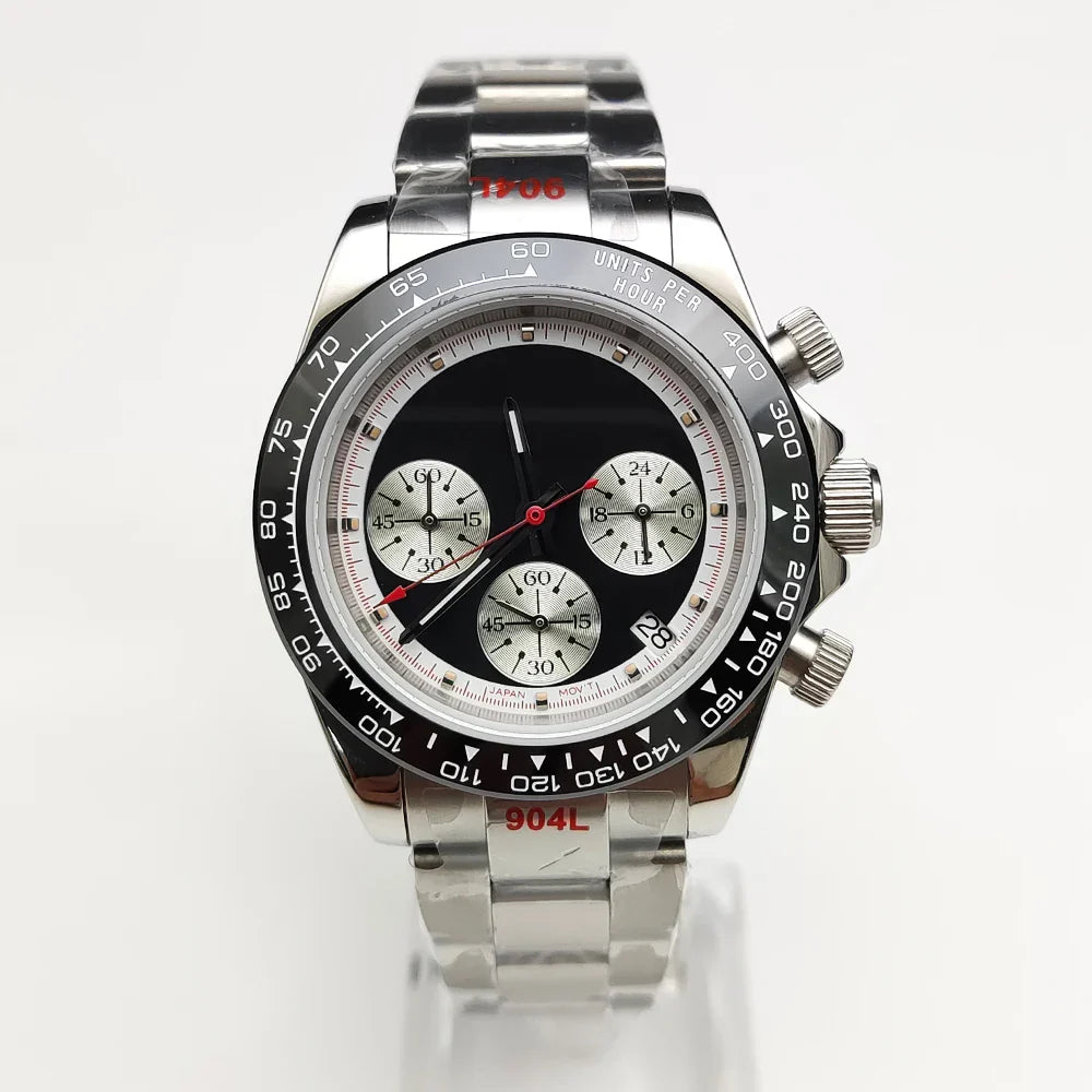 20 color Business 39mm Quartz Watch Men's Timing Sapphire Crystal VK63 Movement Calendar Luminous Blue Dial Stainless Steel Stra