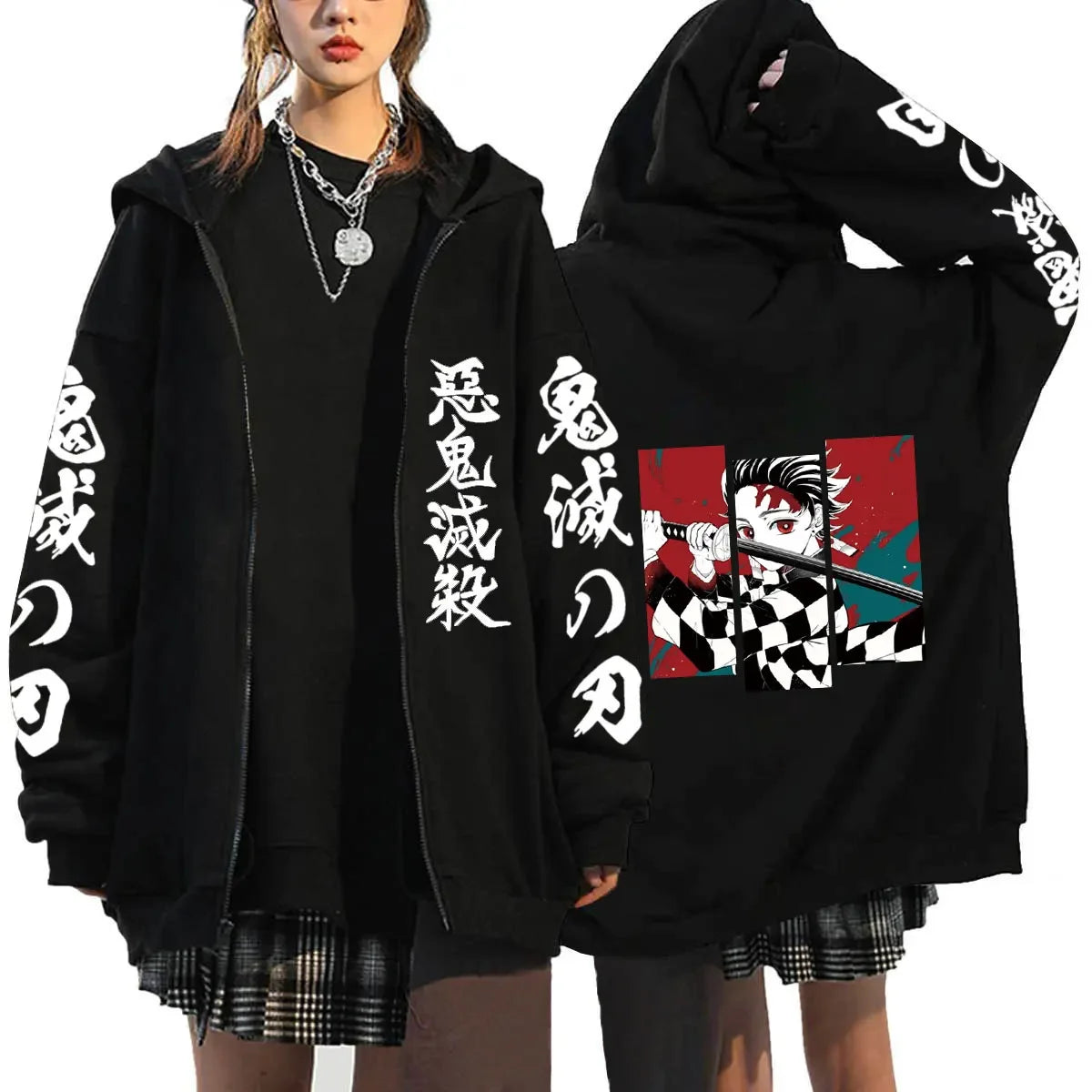 Demon Slayer Zipper Hoodie Roupas Masculinas Women Men Anime Oversized Hoodies Coat Top Femme Full Zip Sweatshirts Jackets