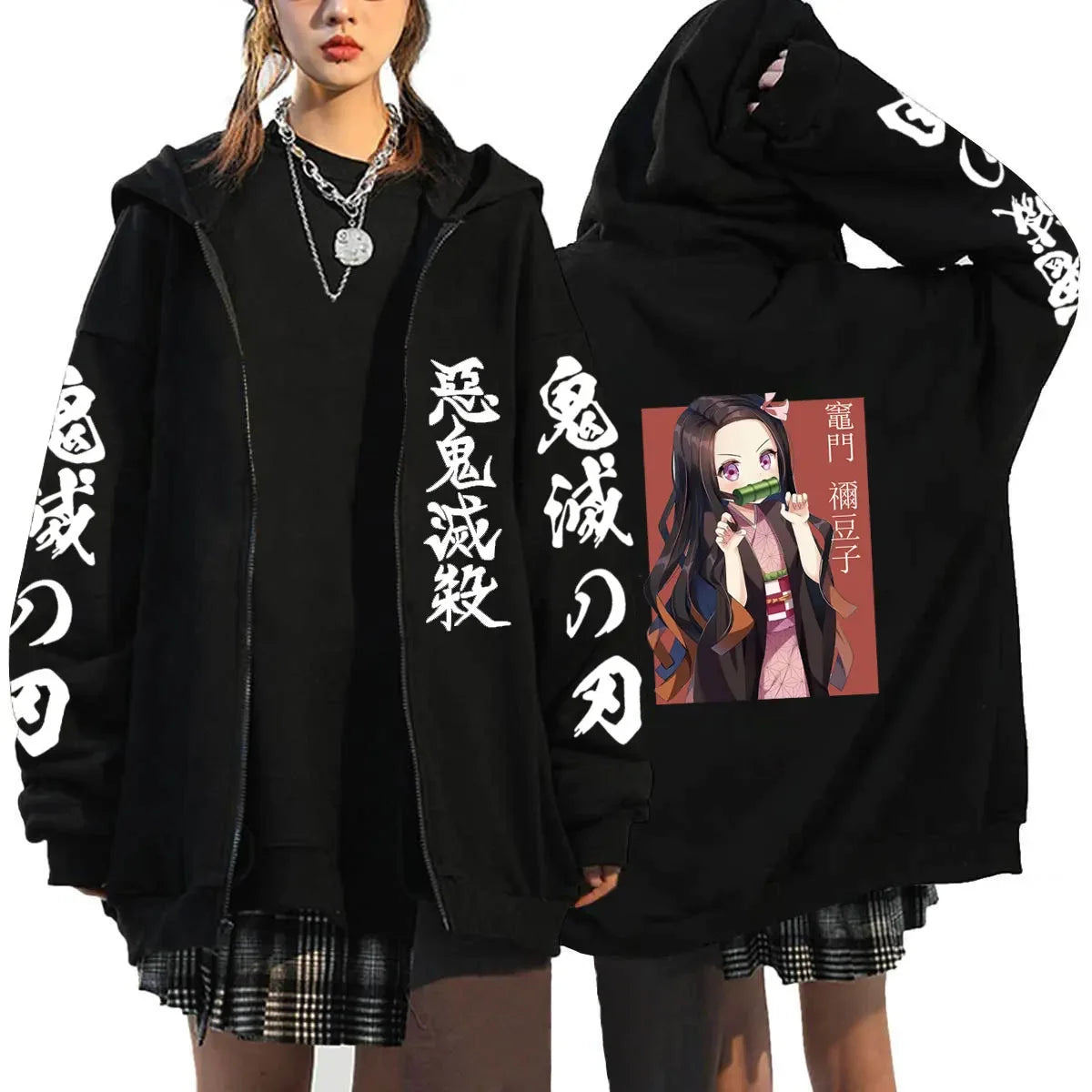 Demon Slayer Zipper Hoodie Roupas Masculinas Women Men Anime Oversized Hoodies Coat Top Femme Full Zip Sweatshirts Jackets