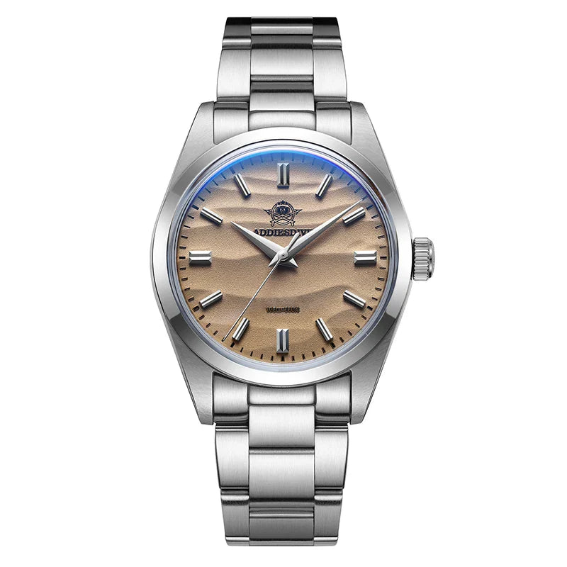 ADDIESDIVE Hot Sale AD2030 Without LOGO Watch Stainless Steel 100M Waterproof Quartz Watches 3D Sand Dial Men's Wristwatch Dress