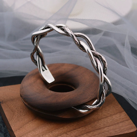 Vintage Mens Jewellery Woven Twist Texture Bracelet Bangles for Women