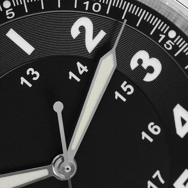 Militado ML08 Vintage Black Watch VH31 Sweep Quartz Wristwatch Ar Sapphire Crystal Luminous C3 BGW9 100 Waterproof Watches Man