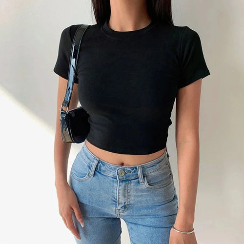 Short Sleeve T-Shirt Women Solid Simple Casual Soft All-Match Basic