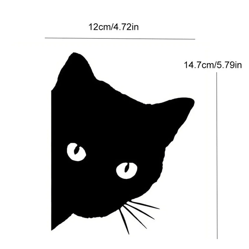 Creative Black Cat Face Peeking Car Stickers Automotive Decal Window