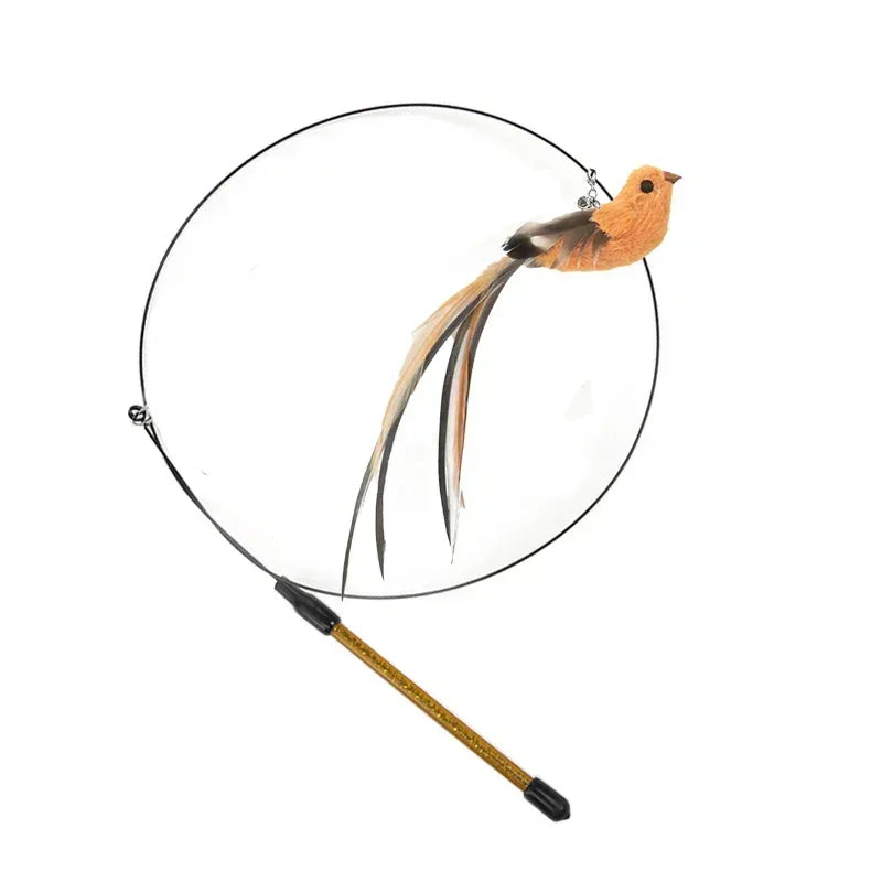Simulation Bird Cat Toys Funny Interactive Peacock with Bell Cat Stick Toy for Kitten Playing Teaser Wand Toys Pet Cats Supplies