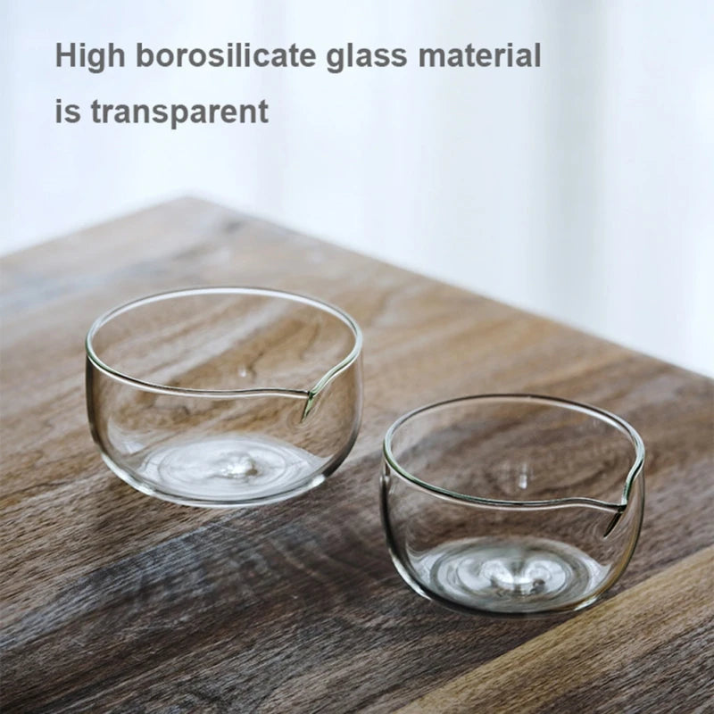 350/600ml Transparent Tea Bowl with Spout Double Layer Japanese Matcha