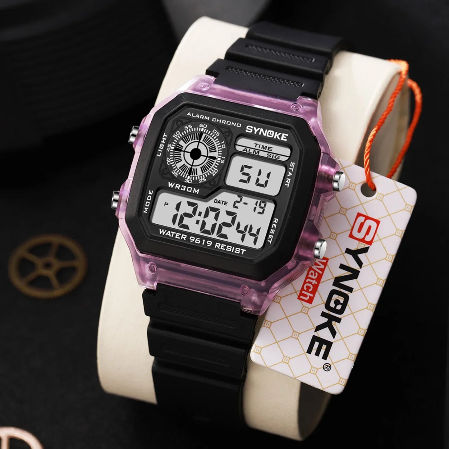SYNOKE Wrist Watch For Men Digital Sports Waterproof Watch Transparent Multifunction Chronograph Alarm Backlight reloj hombre