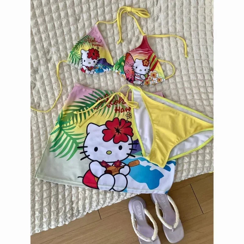 Hello Kitty Hawaii split swimsuit suit for women in summer kawaii hot