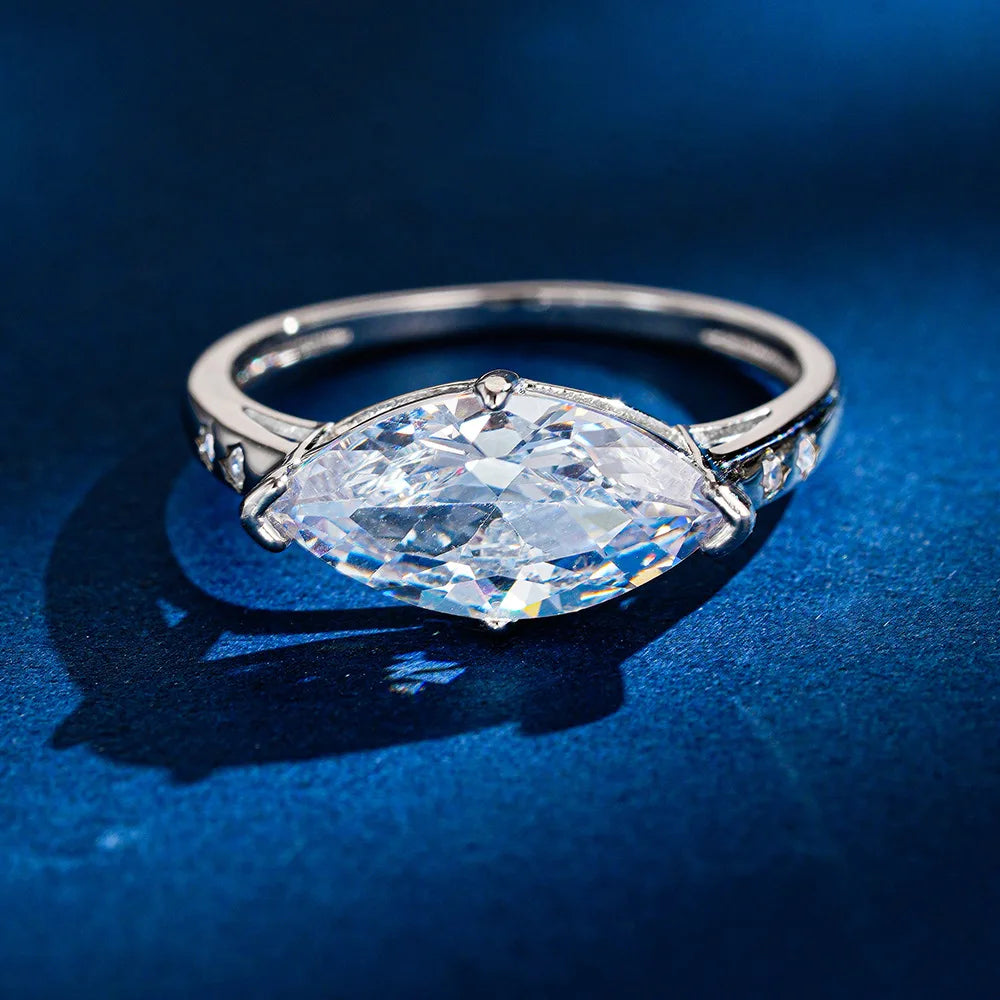 3CT Marquise Cut Moissanite Rings for Wedding Woman Sparkling Lab Diamond Engagement Bands 925 Sterling Silver Certified Jewelry