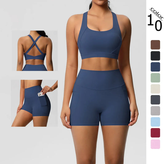 2PCS Sportswear With Pocketed Yoga Set Gym Clothes Yoga Suits For