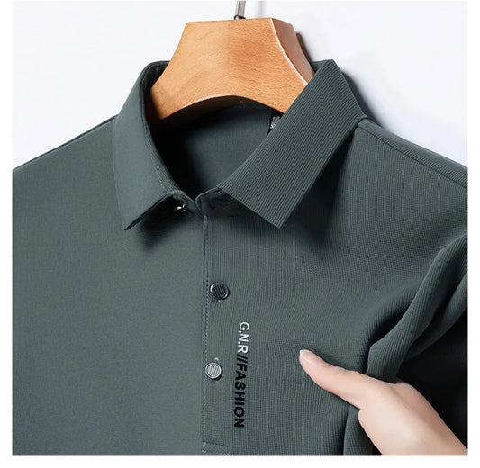 2025 Men's Short Sleeve Solid Color Polo Shirt Breathable Comfortable
