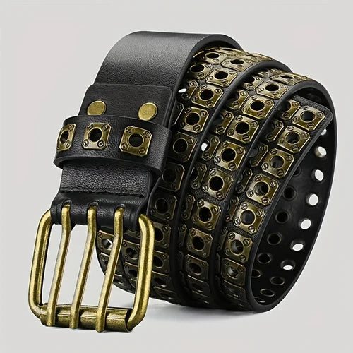High Quality Hollow Rivet Designer Belt For Men And Women Gothic