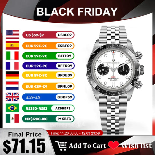 2025 New PAGANI DESIGN Retro Panda Men's Watches Quartz Wristwatch Top Luxury Watch For Man AR Sapphire Mirror Waterproof Clock