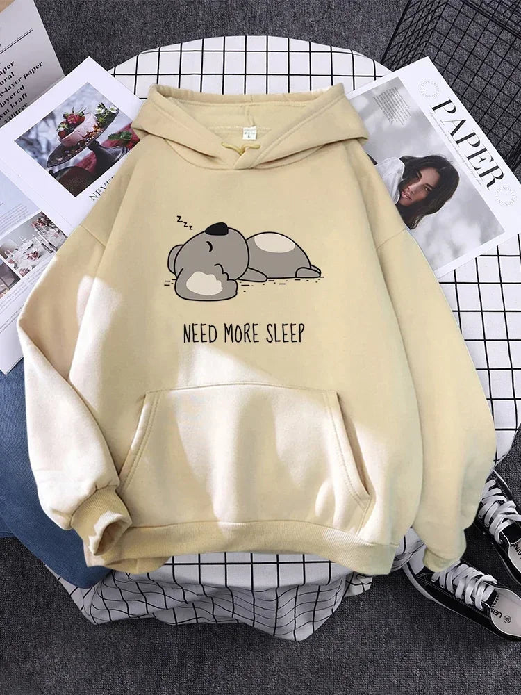 Pullover For Woman Fashion Korean Round Neck Hoodie Female Panda Sleeps Print New  Women'S Sweatshirt Warm