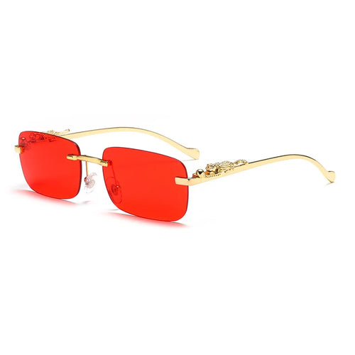 Classic Rimless Sunglasses Men Women Fashion Leopard Decoration Small