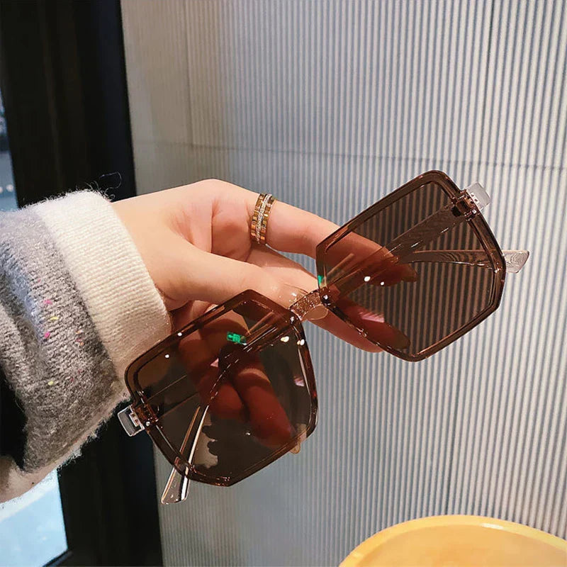 Big Frame Vintage Sunglasses Women Men Brand Square Sun Glasses Retro