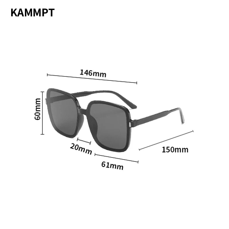 KAMMPT Vintage Oversized Square Sunglasses 2024 Women Fashion Gradient